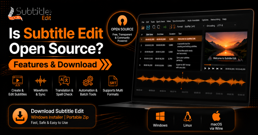 Is Subtitle Edit Open Source? Features, License, and Download Options