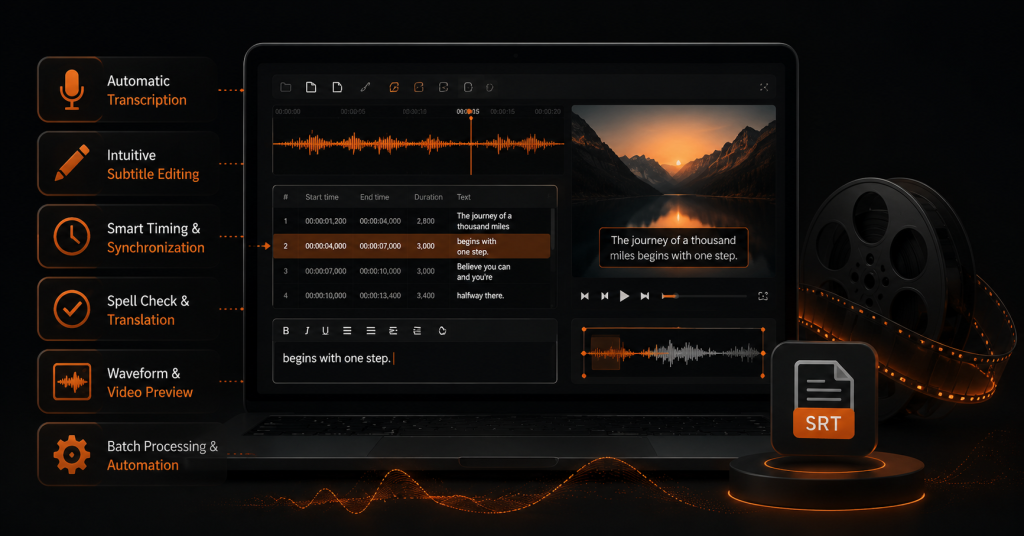 automatic transcription and subtitle editing